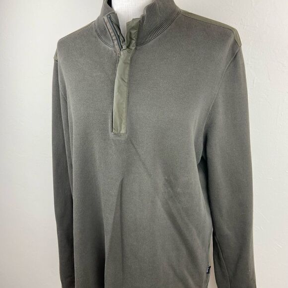 Hugo Boss 1/4 Zip Pullover Sweater - Olive - Picture 2 of 6